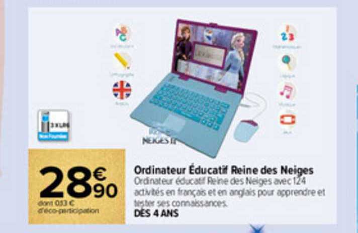 ordinateur éducatif reine des neiges