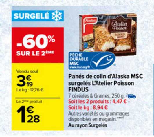 panés de colin d'alaska msc surgelés l'atelier poisson findus