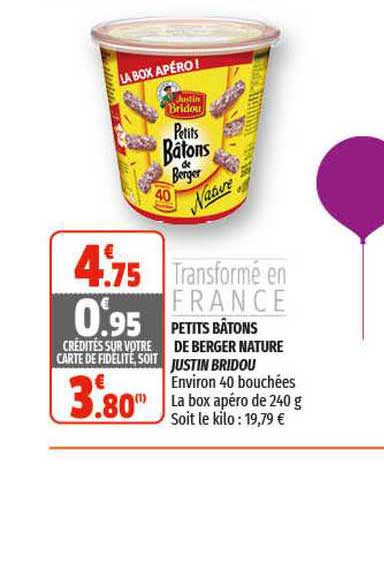 petits bàtons de berger nature justin bridou