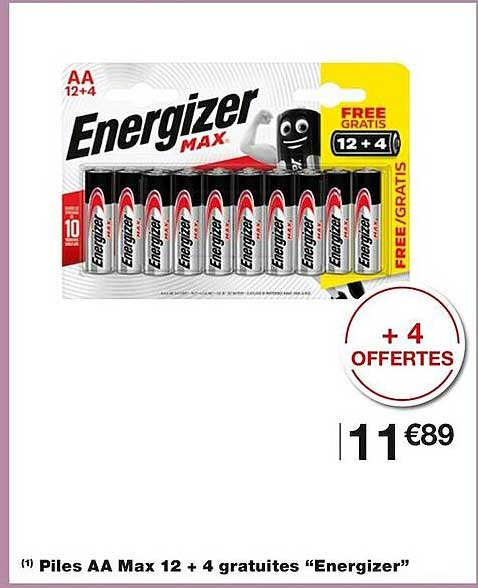 piles aa max 12 4 gratuites "energizer"