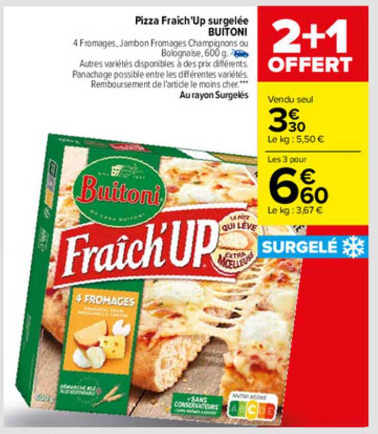 pizza fraîch'up surgelée buitoni