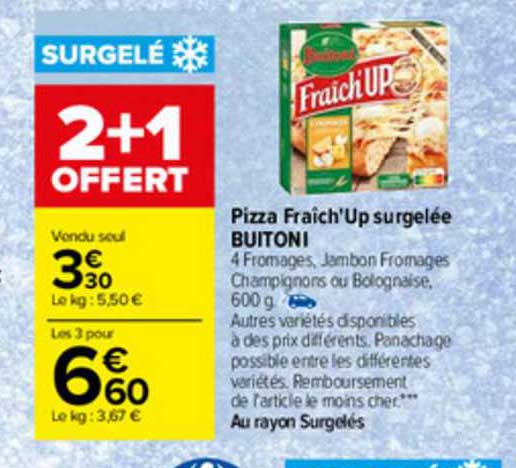 pizza fraîch'up surgelée buitoni