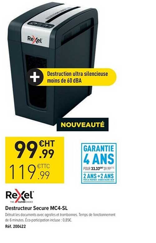 rexel destructeur secure mc4-sl