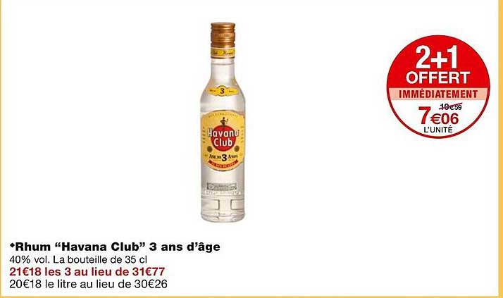 rhum "havana club" 3 ans d'âge