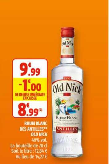 rhum blanc des antilles old nick