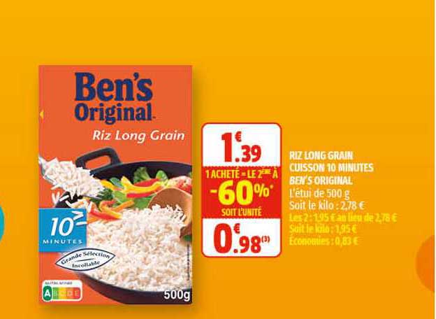 riz long grain cuisson 10 minutes ben's original