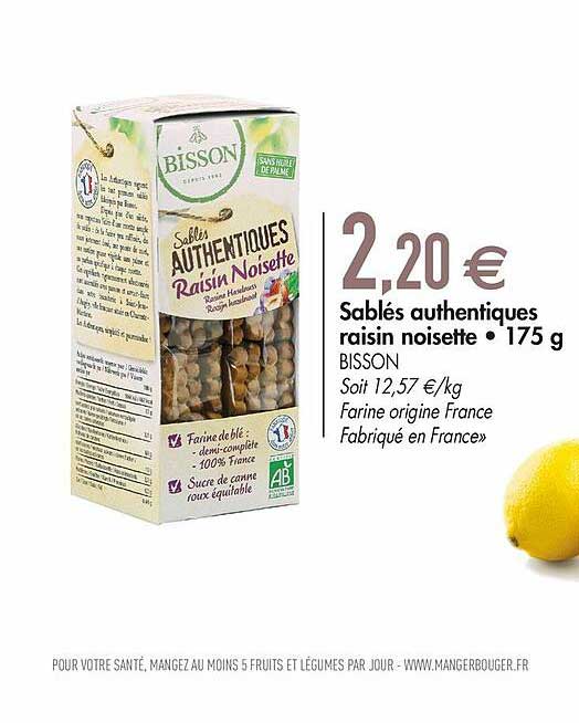 Sablés Authentiques Raisin Noisette