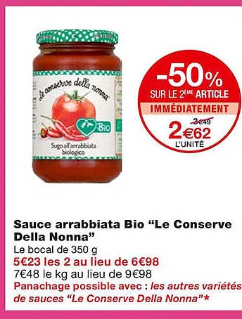 sauce arrabbiata bio "le conserve della nonna"