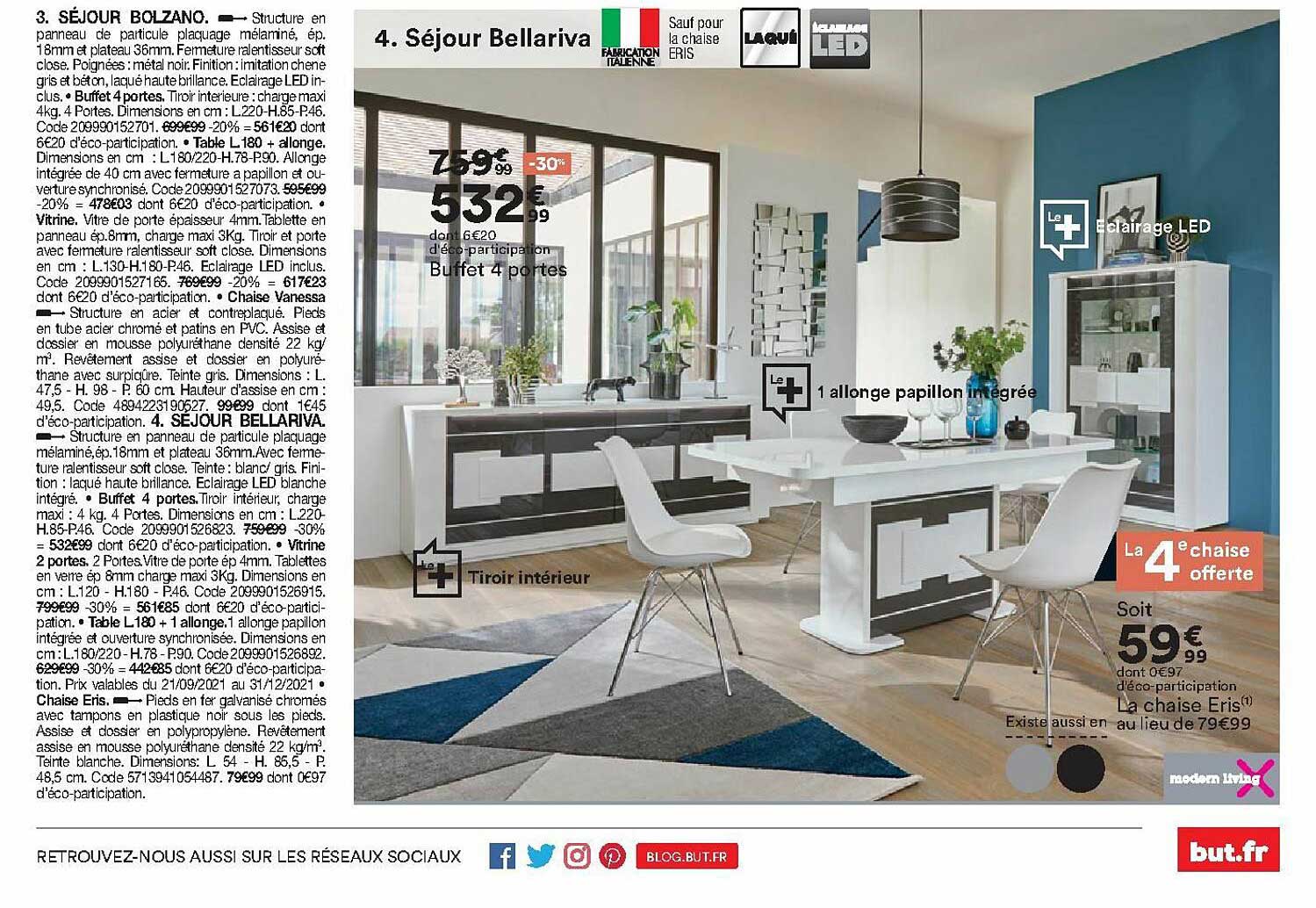 séjour bellariva : buffet 4 portes, la chaise eris modern living