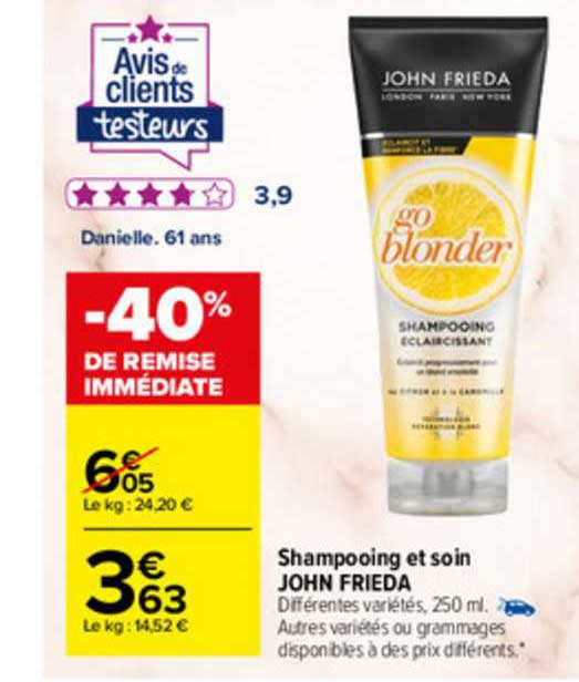 shampooing et soin john frieda