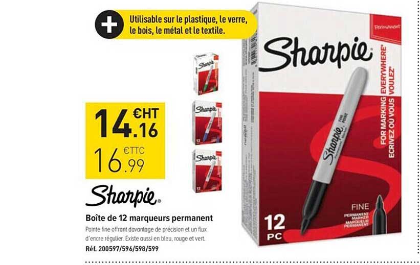 Sharpie Boîte De 12 Marqueurs Permanent