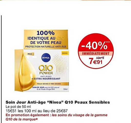 soin jour anti-âge "nivea" q10 peaux sensibles