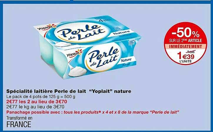 Spécialité Laitière Perle De Lait "yoplait" Nature