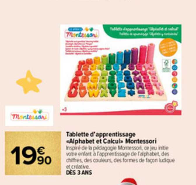 tablette d'apprentissage «alphabet et calcul» montessori