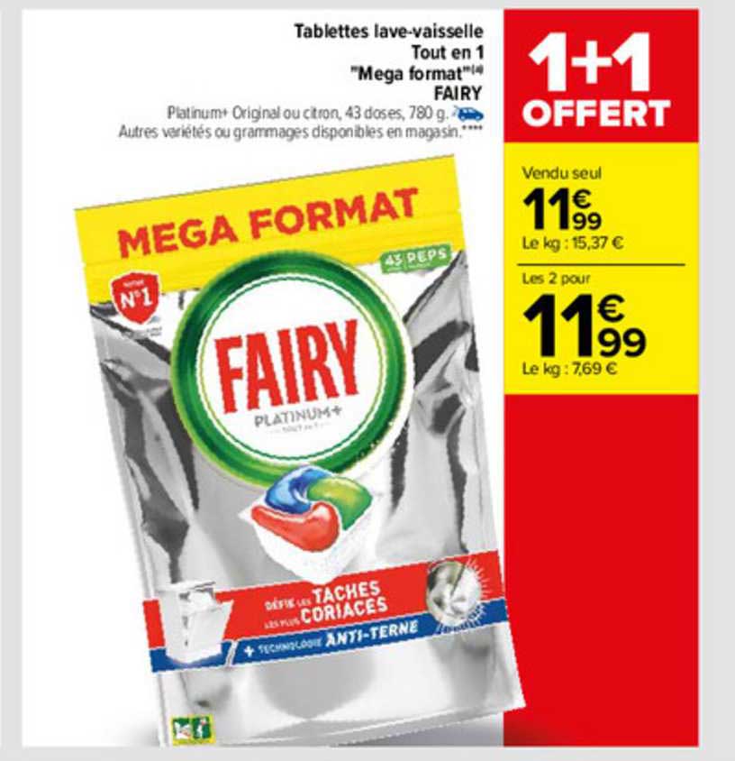 tablette lave-vaisselle tout en 1 "mega format" fairy