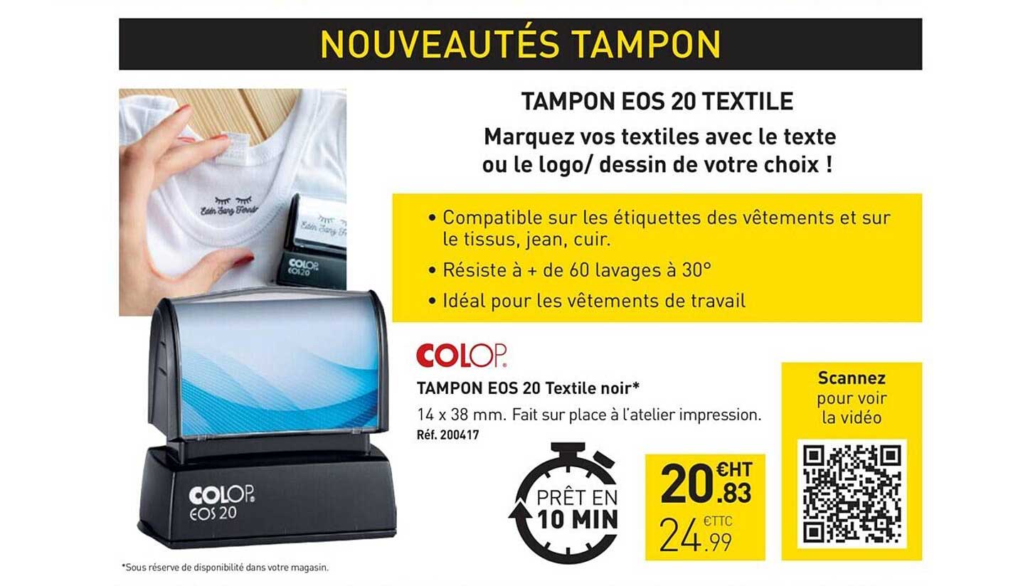 tampon eos 20 textile noir colop