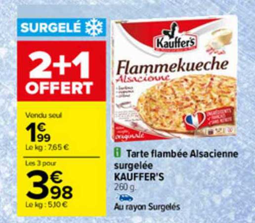 tarte flambée alsacienne surgelée kauffer's