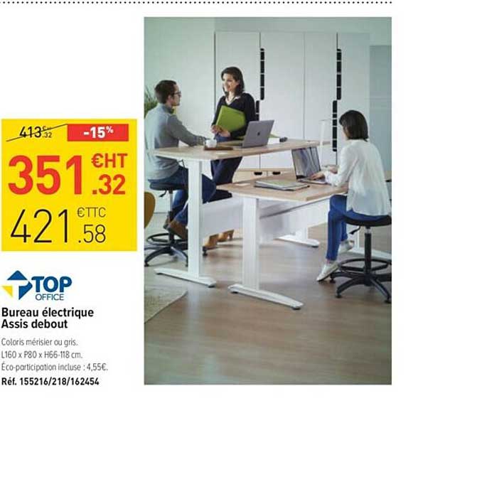 top office burerau électrique assis debout