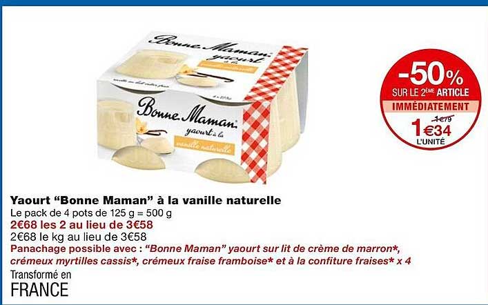yaourt "bonne maman" à la vanille naturelle