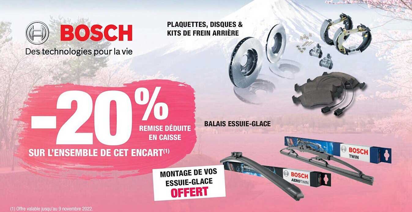 plaquettes, disques & kits de frein arrière bosch, balais essuie-glace bosch