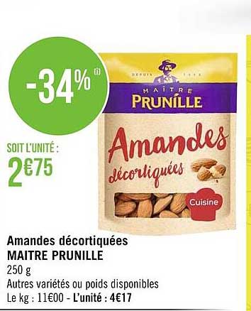 amandes décortiquées maître prunille