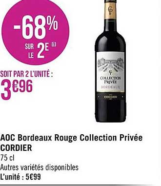 aoc bordeaux rouge collection privée cordier