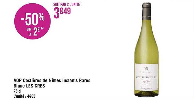 aop costières de nîmes instants rares blanc les gres
