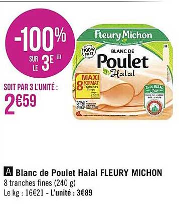 blanc de poulet halal fleury michon