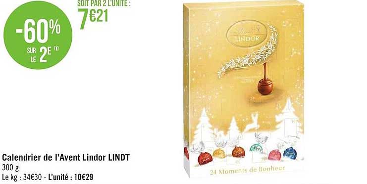 calendrier de l'avent lindor lindt