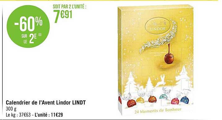 calendrier de l'avent lindor lindt
