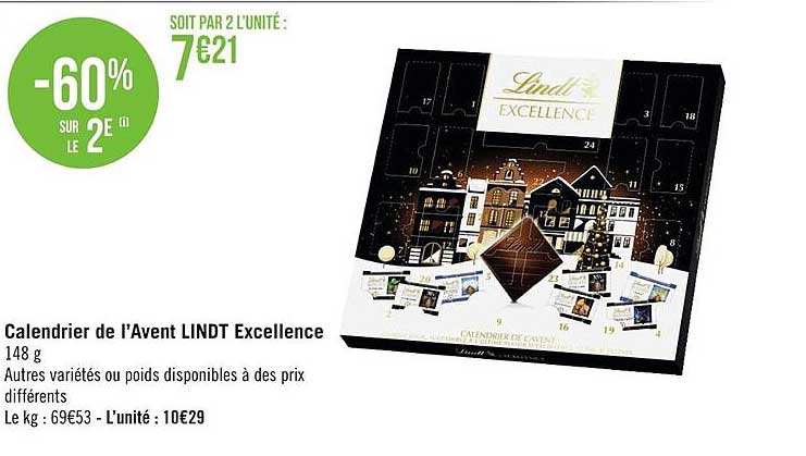 calendrier de l'avent lindt excellence