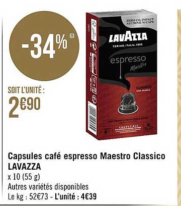 capsules café espresso maestro classico lavazza