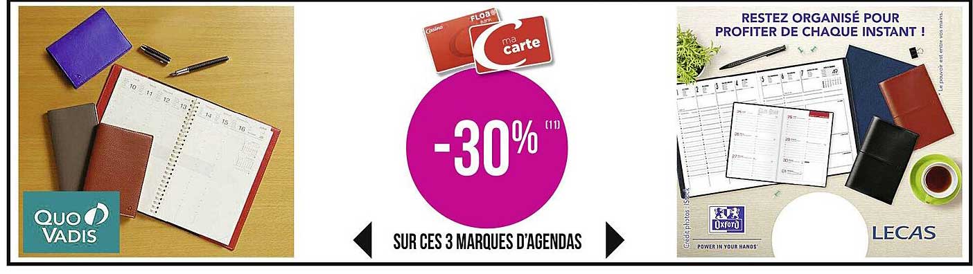 ces 3 marques d'agendas quovadis, oxford, lecas