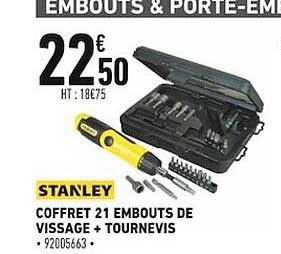 coffret 21 embouts de vissage + tournevis stanley