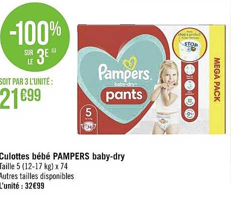 culottes bébé pampers baby-dry