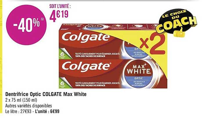 Dentifrice Optic Colgate Max White