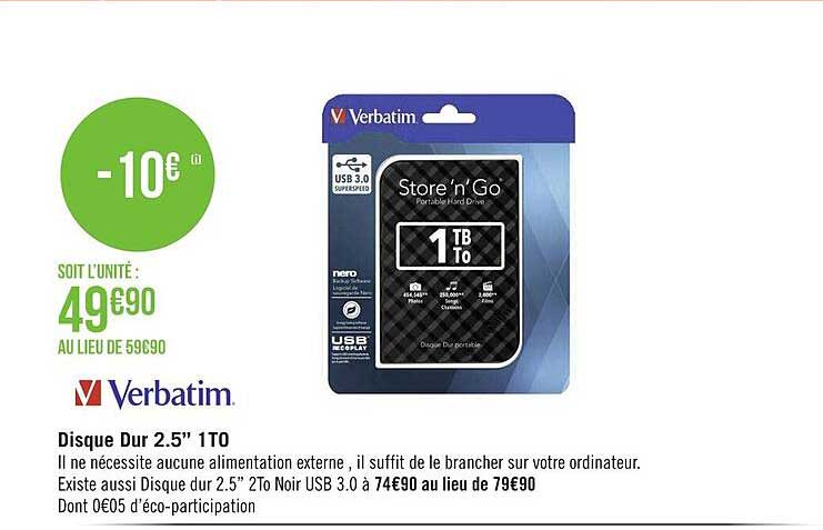 disque dur 2.5" 1to verbatim