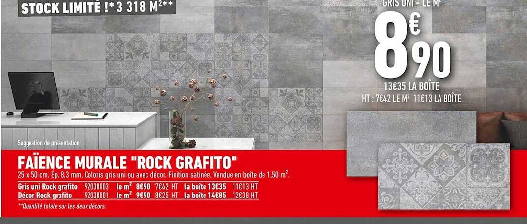 faïence murale "rock grafito"