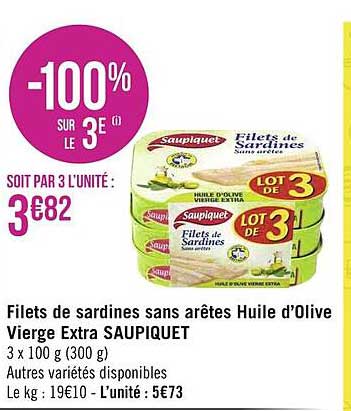 filets de sardines sans arêtes huile d'olive vierge extra saupiquet