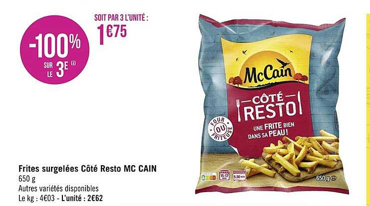 frites surgelées côté resto mc cain