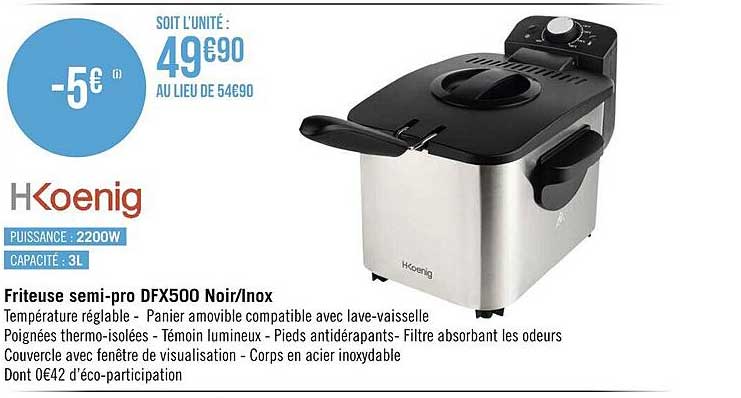 Friteuse Semi-pro Dfx500 Noir-inox Hkoenig