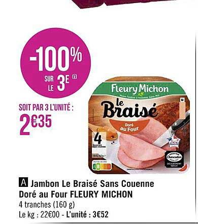 jambon le braisé sans couenne doré au four fleury michon