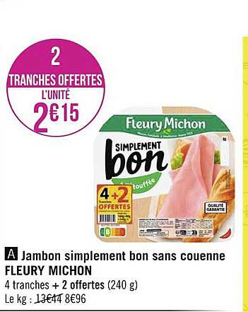 Jambon Simplement Bon Sans Couenne Fleury Michon