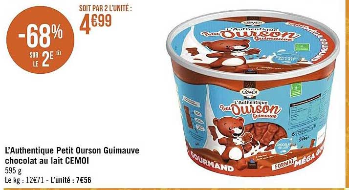 L'authentique Petit Ourson Guimauve Chocolat Au Lait Cemoi