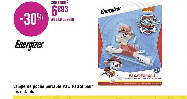lampe de poche portable paw patrol pour les enfants energizer