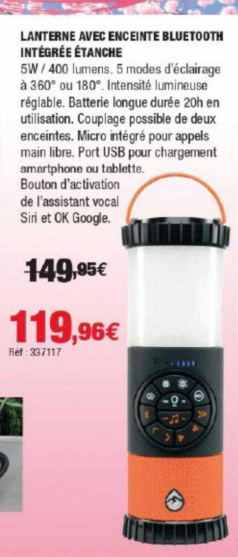 lanterne avec enceinte bluetooth intégrée étanche