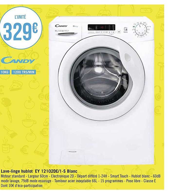 lave-linge hublo ey 1210de-1-s blanc candy