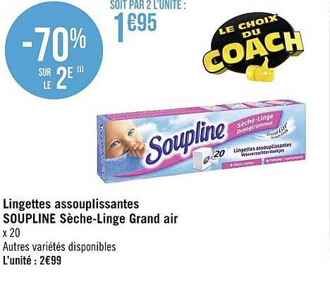 lingettes assouplissantes soupline sèche-linge grand air