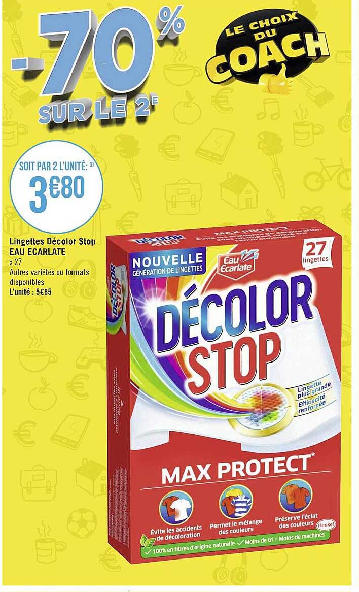 lingettes décolor stop eau ecarlate