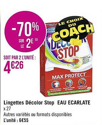 lingettes décolor stop eau écarlate